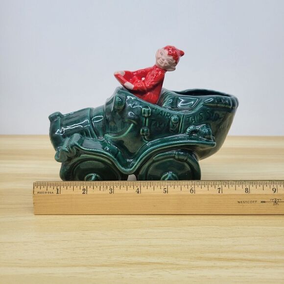 Vintage Red Pixie im Jalopy Planter -elf driving car-succulent planter - Picture 12 of 16
